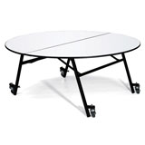 Half round Folded table with wheels 带轮对折圆桌