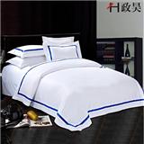 酒店床上用品布草 全棉贡缎提花白色被套床单四件套